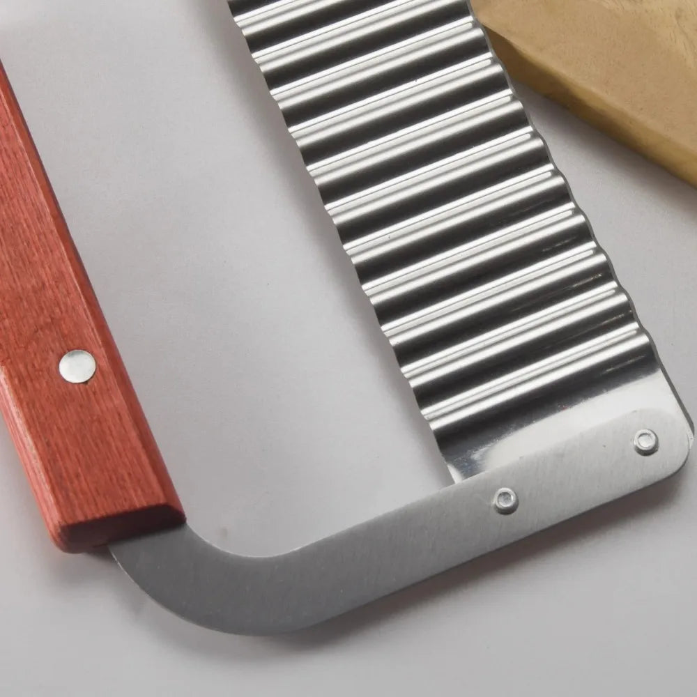 Edelstahl Holzgriff Wellenmesser Wolf Zahn Kartoffelmesser Kartoffelchip Schneiden Wellenmesser Kartoffelzerkleinerer Küchenwerkzeug