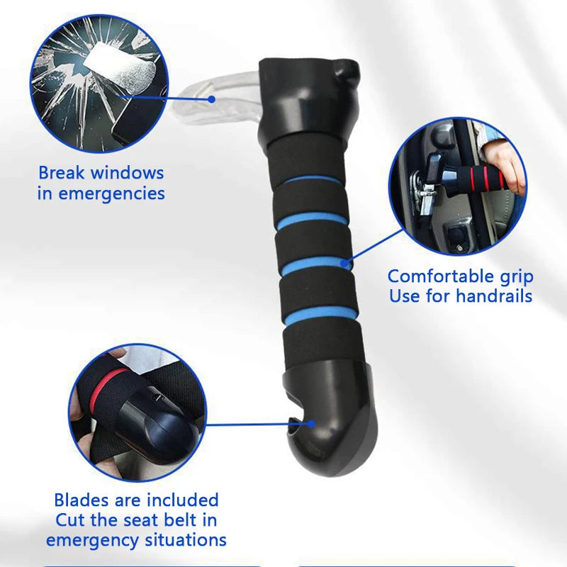 SEAMETAL Tragbarer Auto-Hilfsgriff für ältere Menschen, 180 kg belastbarer 3-in-1-Autogriff/Notfallhammer ‌   Rutschfest, kratzfrei