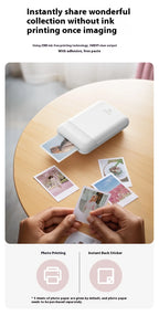 TELESIN LIENE Mini-Fotodrucker Zink, tintenfrei, 300 dpi, kabellos, Bluetooth, tragbarer Foto-Waschautomat mit APP für selbstgemachte Bilder und Geschenke
