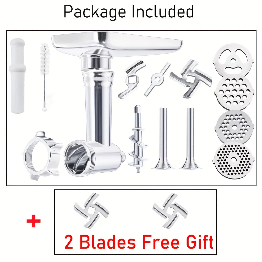 Aufsätze für Lebensmittelwolf aus Metall für alle KitchenAid-Standmixer, Fleischwolf, Wurstfüller, (Kitchenaid-Mixer nicht im Lieferumfang enthalten)
