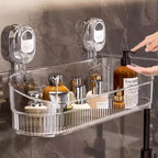 Badezimmer-Saugnapf-Aufbewahrungsbox ohne Bohren, großes Fassungsvermögen und stark tragendes, multifunktionales, wandmontiertes Regalregal mit Saugnapf