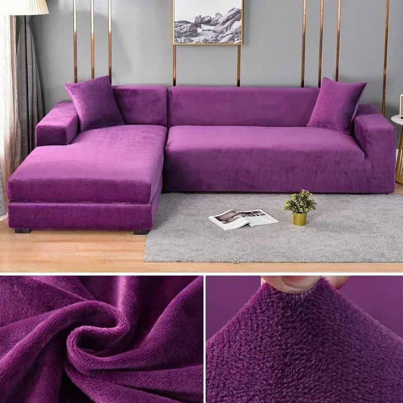 Samt-Sofabezug, dick, elastisch, 1/2/3/4-Sitzer-Sofabezug für Wohnzimmer, Samt-Plüsch, L-förmiger Ecksofa-Couchbezug