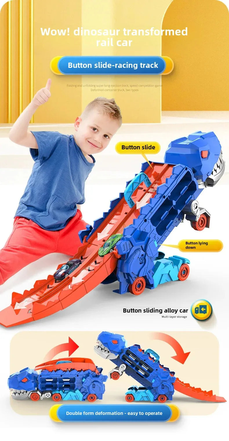 Großer neuer Dinosaurier, der Autos pielzeug isst, transformierbare Lager trägheit gleitendes Auto für Kinder intelligente Motorrad fans