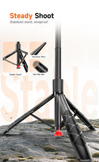 LISCN L16TT Selfie Stick Stativ – 1,8m ausfahrbar, Bluetooth, 360° drehbar | Faltbares Stativ