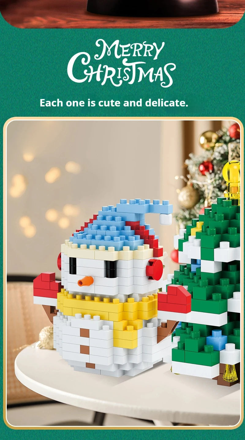 Weihnachtsgeschenke Micro Baustein DIY Domino Spiel Weihnachtsmann Rentier Urlaub Puzzle Montage Ziegel Tischdekoration Spielzeug