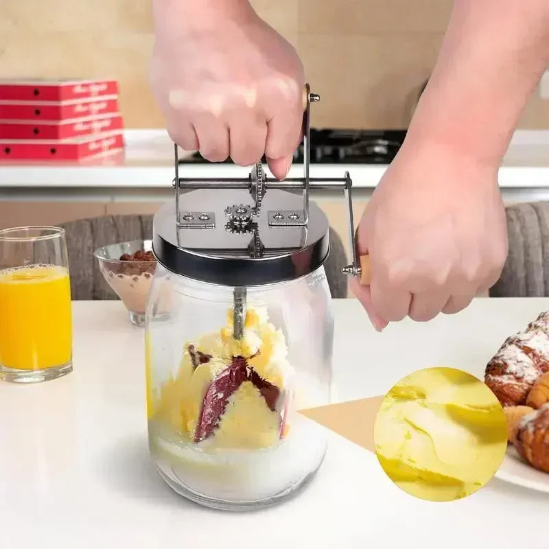 1000L/1500L Manueller Butterchurner, Paddel aus Buchenholz, Sahnemixer, Einmachglas, manuell für handwerkliche Butter, kultivierte Butter