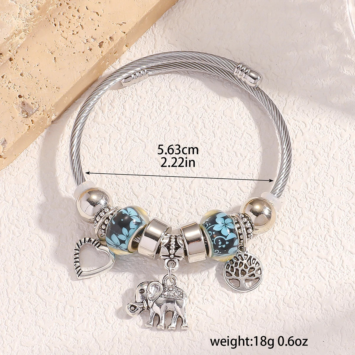 1 Damen-Armband im Pfannen-Familienstil, Elefant, Pfirsich, Herz, Lebensbaum, Anhänger, Legierung, Armband, Outdoor, Reisen, Bankett, Party, Festival, Geschenk