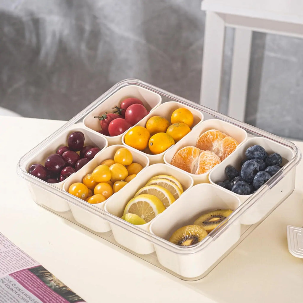 8 Gitter tragbare Snackplatten Organizer geteilt Serviert ablett mit Deckel und Griff mit wieder verwendbaren Snack box Wohnkultur Drops hipping