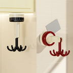 GOOD-360 Grad drehbarer Klapphaken, selbstklebende Saugnapfhaken, drehbarer Küchenutensilienhalter, Schwarz