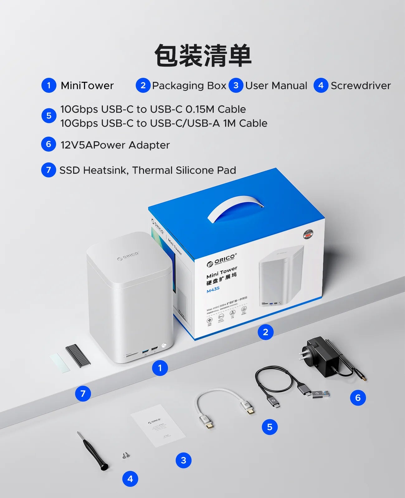 ORICO MiniTower für Mac Mini M4 Pro Dockingstation mit M.2 SSD Typ C Dockingstation Desktop Hybrid-Speichersystem DAS
