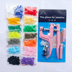 QIMONTON T5 Druckknopf-Set mit Zange – Resin, Nickelfrei, Waschbar, 1,2cm | DIY Nähen & Basteln | Blau, Rosa & Grau