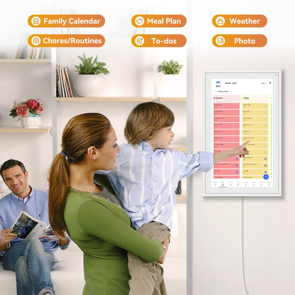 TABWEE P15 15,6 Zoll digitaler Kalender mit Aufgabenplan, intelligenter elektronischer Wand-Touchscreen-Kalender für interaktive Familienpläne,