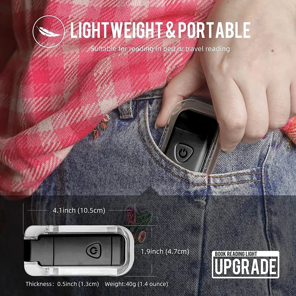 Neue USB wiederaufladbare, zusammenklappbare, tragbare Lesebuch-Lichter, Augenschutz, 3 Lichtfarben, einstellbare Helligkeit, Nachtlampe