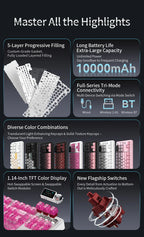 AJAZZ MK87 Drahtlose mechanische Tastatur 75 % Tri-Mode RGB PBT Tastenkappen Hot-Swap-Gaming-Tastaturdichtung 10000 mAh für Gamer PC/Mac