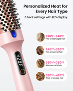 Thermobürste Blowout Boost, 1,5 Zoll beheizte Rundbürste für Blowout-Look, Dual-Voltage-Negativ-Ionen-Technologie 6-Temperaturmodus