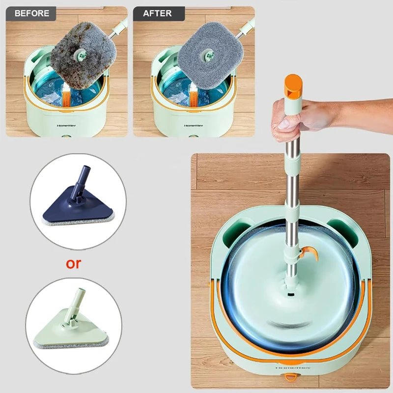 360°-Dreh-Haushalts-Hygiene-Mopp mit Schmutzwassertrennung, leichtgängiges Auswringwerkzeug für die Bodenreinigung mit austauschbaren Mikrofaserpads