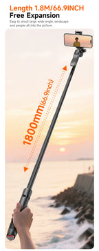 LISCN L16TT Selfie Stick Stativ – 1,8m ausfahrbar, Bluetooth, 360° drehbar | Faltbares Stativ