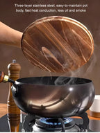 Großer Bauchtopf, vertiefter, antihaftbeschichteter Eisentopf, flacher Boden, unbeschichtet, kleine Bratpfanne, Eisenpfanne mit Deckel, unbeschichtete Bratpfanne, großer Bauch