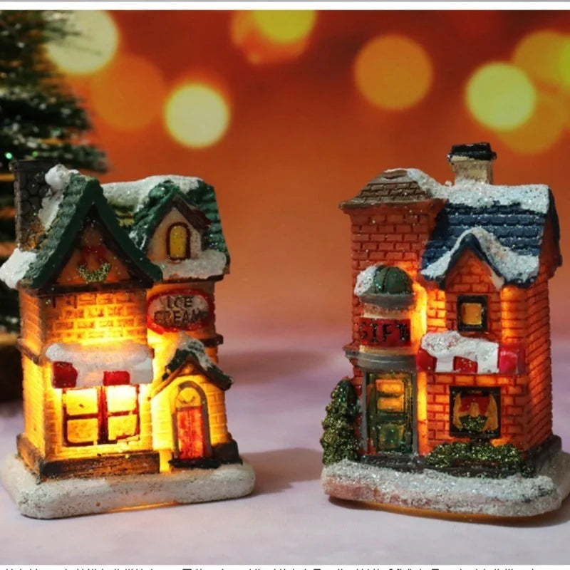 Weihnachten Neue Weihnachtsdekorationen Harz Kleines Haus Mikrolandschaft Harzhaus Kleine Ornamente Weihnachtsgeschenke