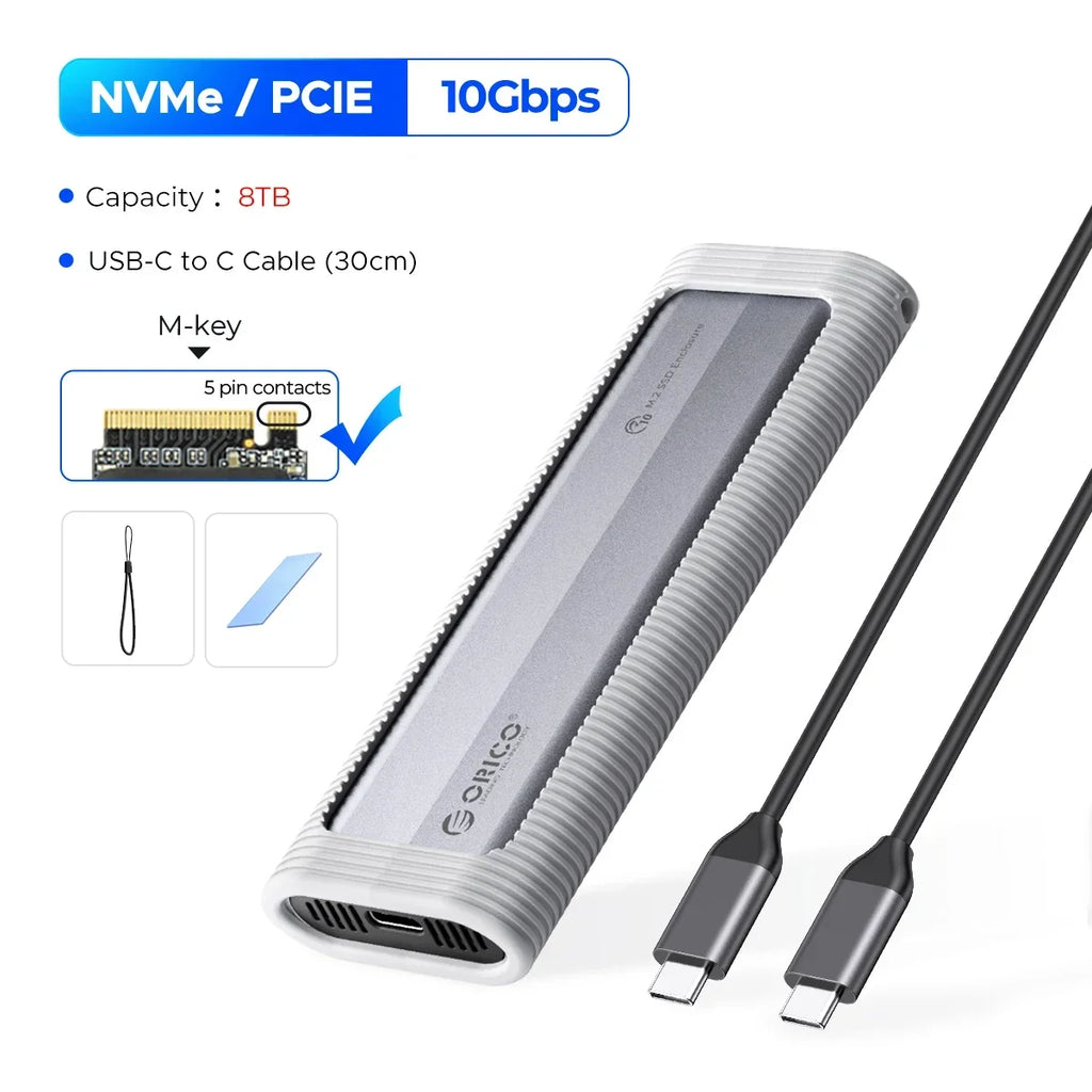 ORICO M.2 NVMe SATA SSD-Gehäuse, werkzeugloses USB, extern, 10 Gbit/s, M.2 NVMe-zu-USB-Adapter, unterstützt UASP für PCIe NVMe und SATA SSD