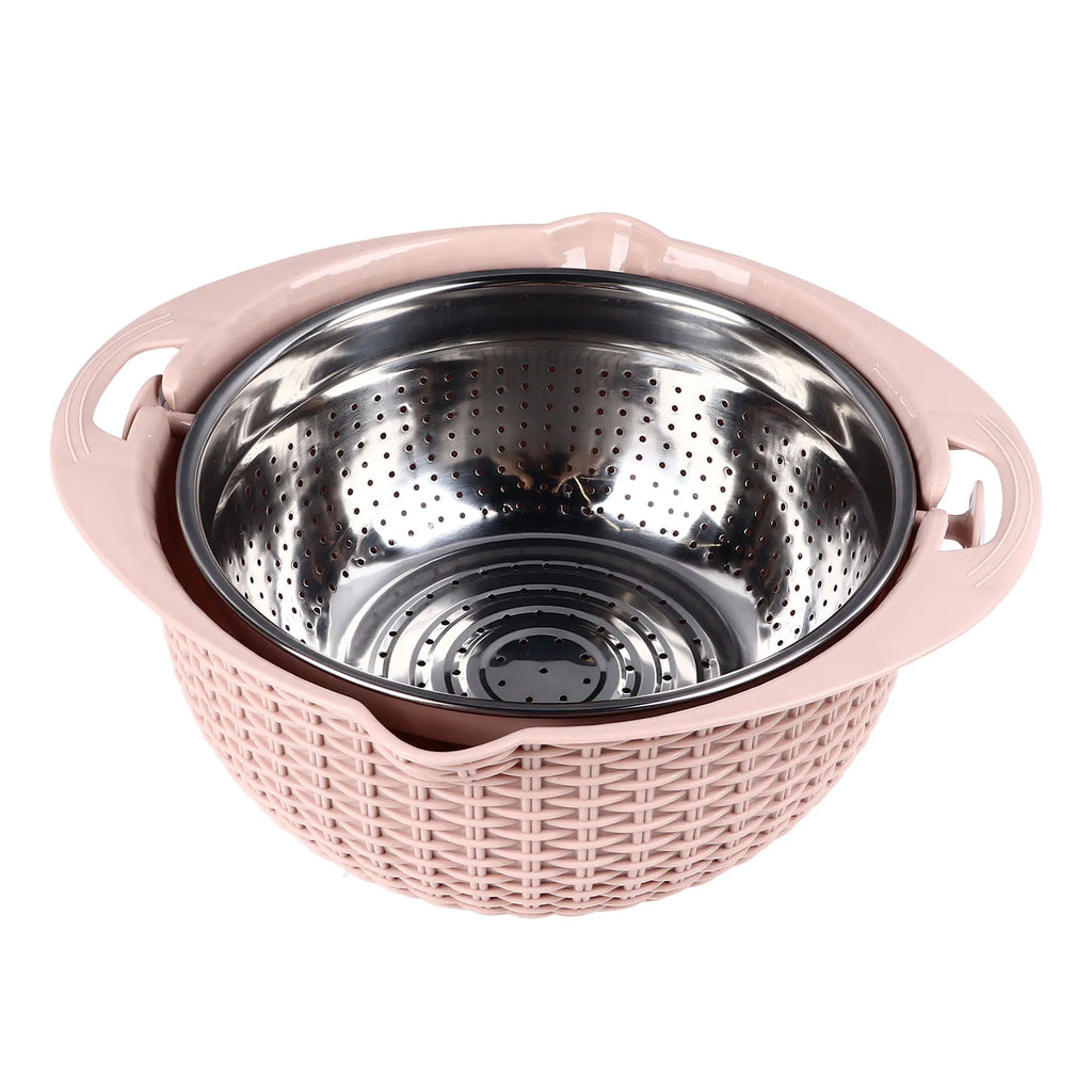 4-in-1-Siebschüssel mit Schneidwerkzeugen, drehbares Sieb, 2-lagiger ergonomischer Griff, vielseitige Gemüsewaschschüssel