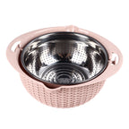 4-in-1-Siebschüssel mit Schneidwerkzeugen, drehbares Sieb, 2-lagiger ergonomischer Griff, vielseitige Gemüsewaschschüssel