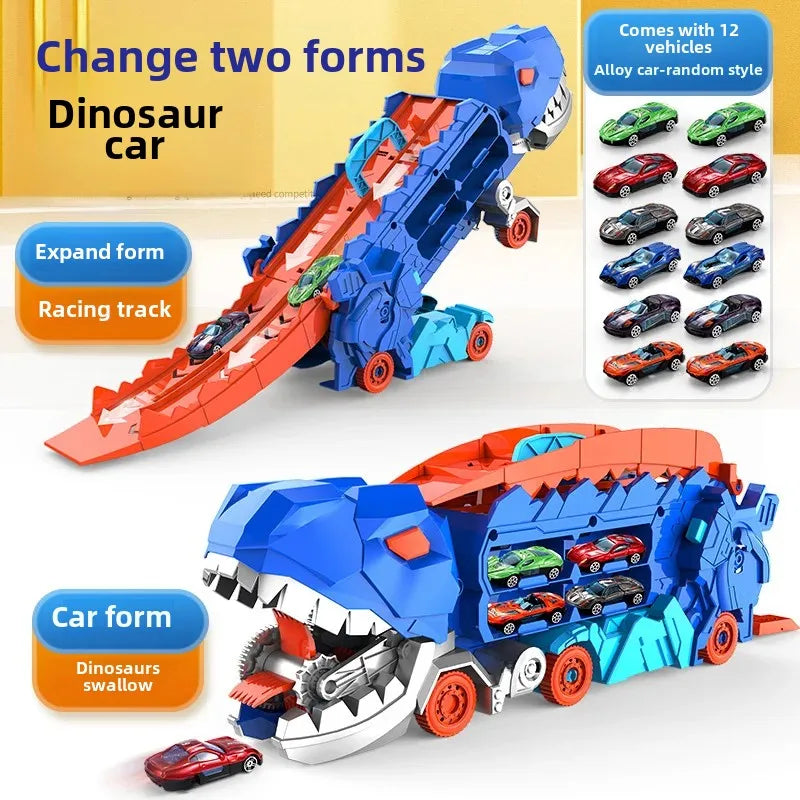 Großer neuer Dinosaurier, der Autos pielzeug isst, transformierbare Lager trägheit gleitendes Auto für Kinder intelligente Motorrad fans