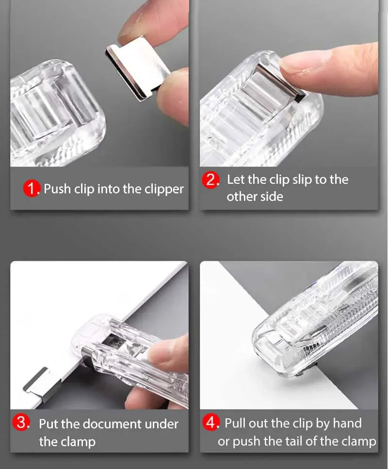 Mini Traceless Wiederverwendbare Hand Klemme Push Hefter Papier Buch Datei Büro Schule Student Binder Bindung Werkzeuge Liefert Zubehör