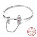 Original-Armband aus 925er-Sterlingsilber, 17–20 cm, Liebesherz, Pavé-Zirkonia-Armband für Frauen, DIY-Charm-Schmuck, Geschenke