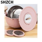 YTYIN Edelstahl-Drehsieb & Abtropfkorb – 31cm, Drehbar, Nachhaltig | Küche | Rosa, Blau, Beige & Grün