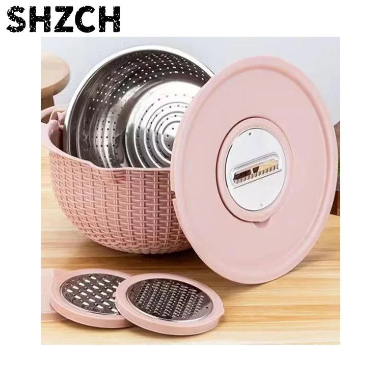 YTYIN Edelstahl-Drehsieb & Abtropfkorb – 31cm, Drehbar, Nachhaltig | Küche | Rosa, Blau, Beige & Grün