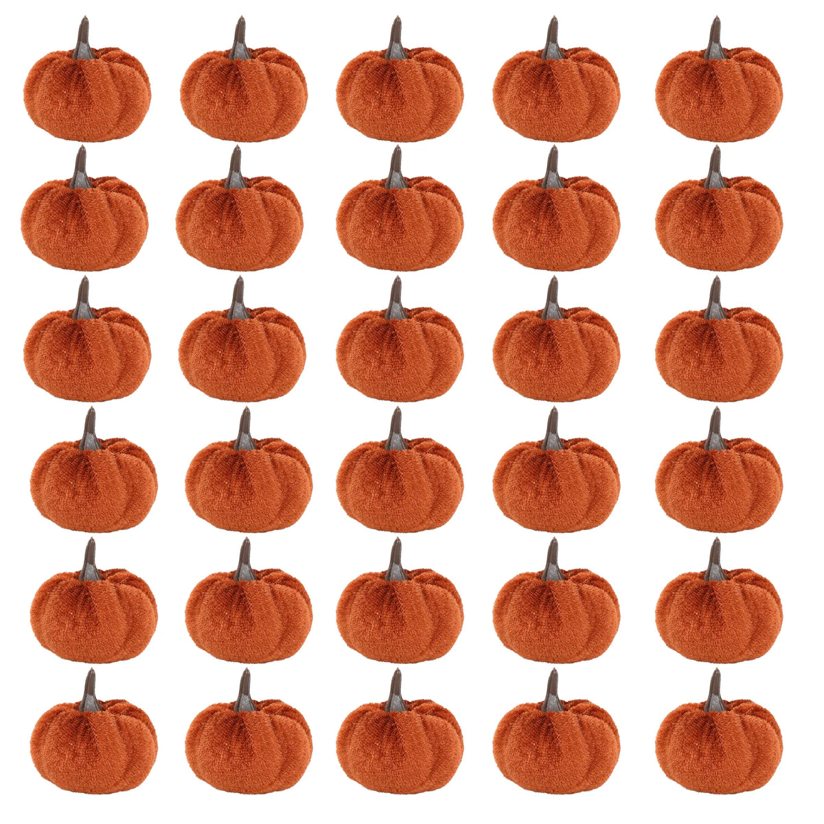 Mini-Kürbisse aus Kunstvelours 30er-Set – Herbst & Halloween Tischdeko