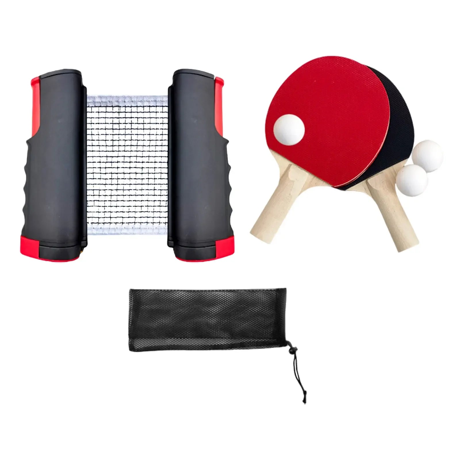Einziehbares Tischtenisnetz und 1 Set Tennisschläger + Bälle