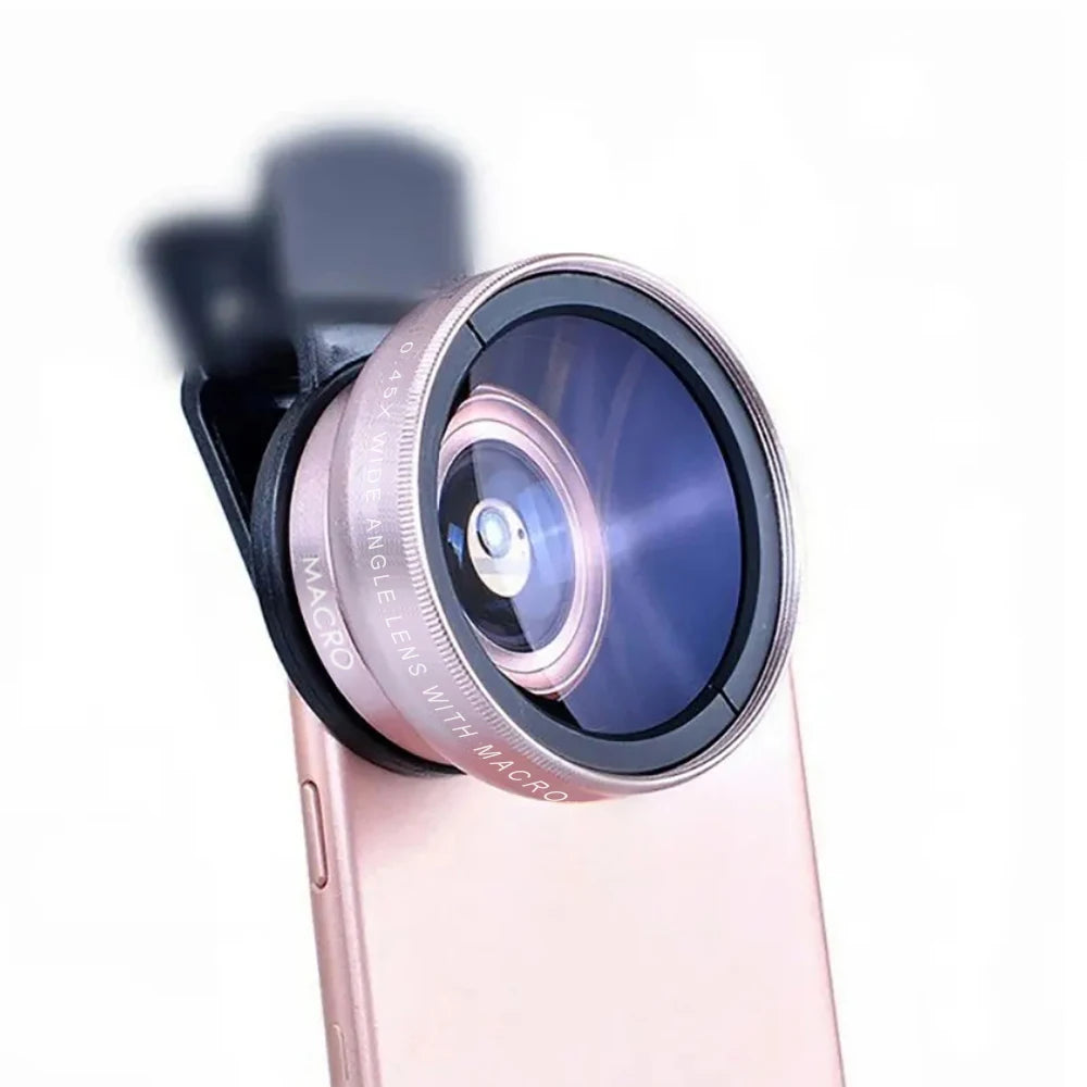 2-in-1-Kameraobjektiv-Set mit 0,45-fachem Weitwinkel und 12,5-fachem Makroobjektiv für HD-Kameras auf iPhones, iOS- und Android-Smartphones