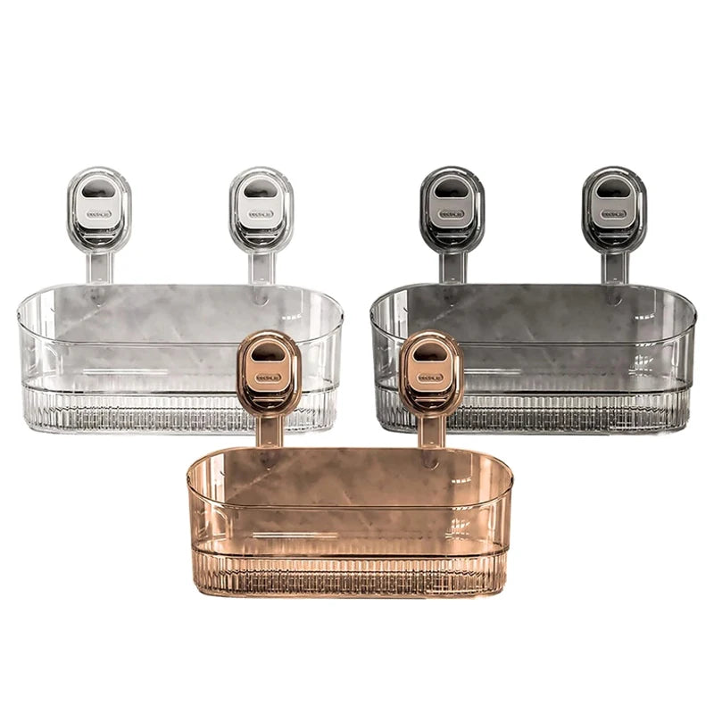 Badezimmer-Saugnapf-Aufbewahrungsbox ohne Bohren, großes Fassungsvermögen und stark tragendes, multifunktionales, wandmontiertes Regalregal mit Saugnapf