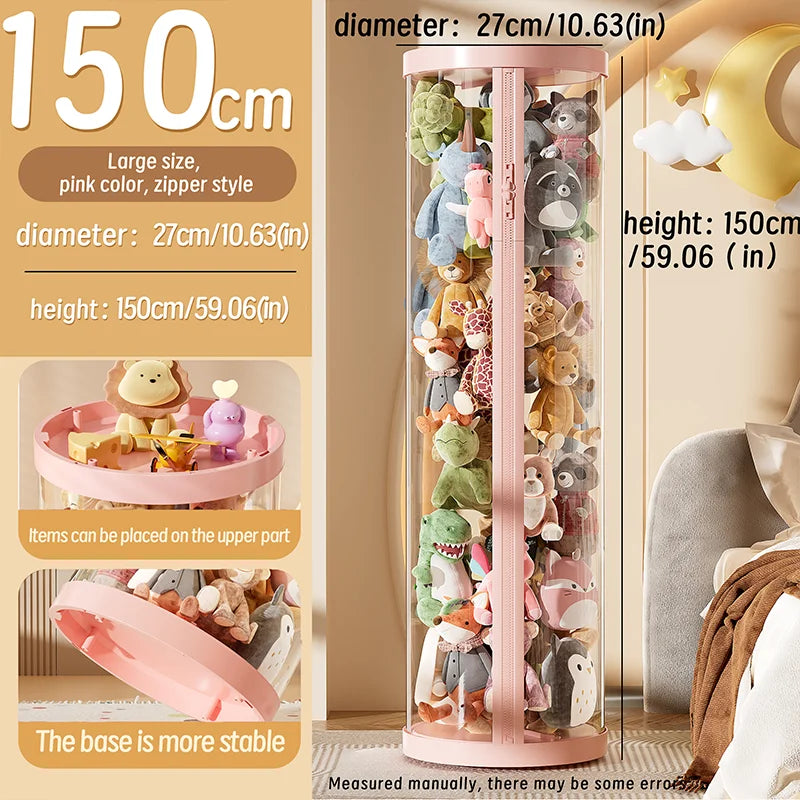 Transparente Puppe Lagerung Box Plüsch Spielzeug Organisation Spielzeug Lagerung Rohr DIY Zipper Bins Kind Weihnachten Geschenk kinder Spielzeug Organizer