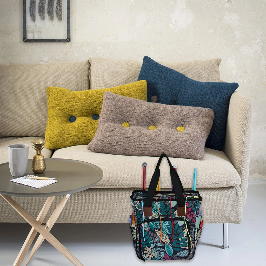 KOKNIT Strick-Tragetasche, Garn-Aufbewahrungstasche für Stricknadeln, Häkelnadeln und Nähzubehör, DIY-Nähset-Tasche für Mamas