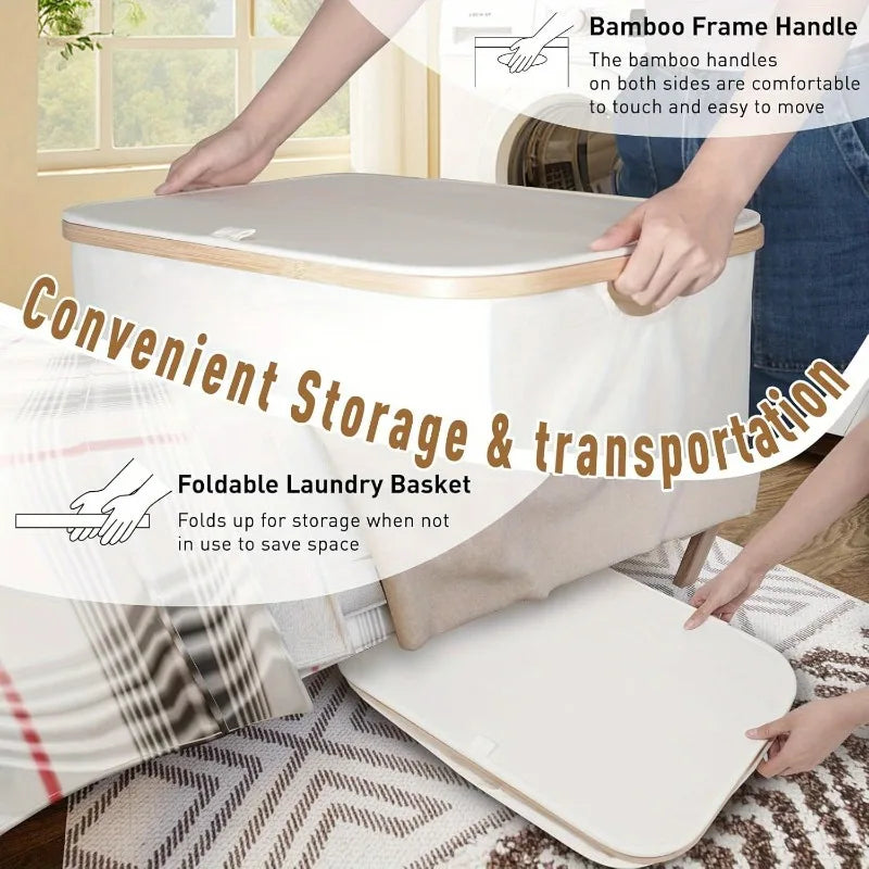 160 l extra großer Wäschekorb mit Deckel, 3 Gitter, Innentaschen, Wäschekorb, Griffe, Klassifizierungsetiketten, faltbarer Wäschekorb