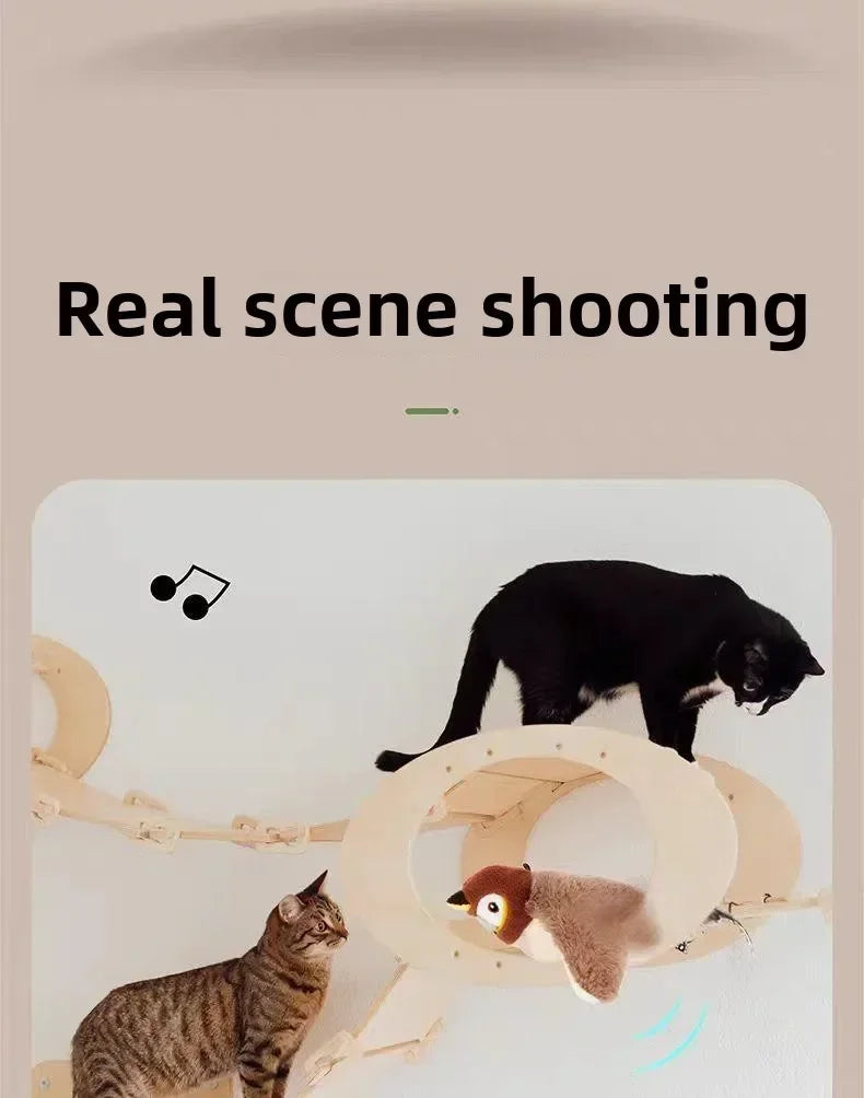 Interaktives Katzenspielzeug, wiederaufladbarer zwitschender Flattervogel mit Katzenminze für Hauskatzen, berührungsaktiviertes Plüschspielzeug für Katzen