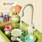 CONUSEA Kinder-Küchen-Spielset – Spülbecken mit elektrischem Wasserhahn, Zubehör, CE, ab 3 J.