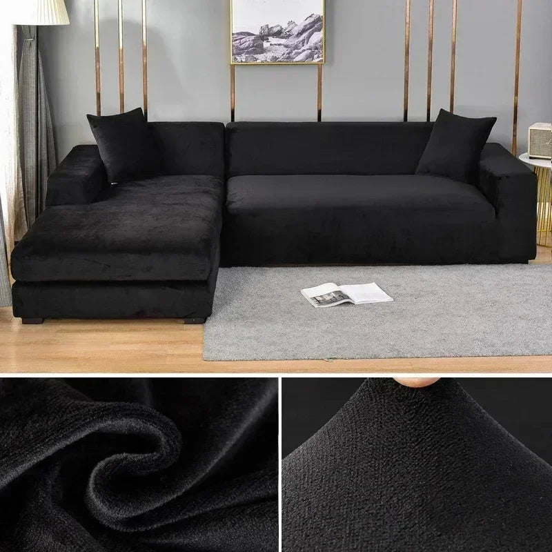Samt-Sofabezug, dick, elastisch, 1/2/3/4-Sitzer-Sofabezug für Wohnzimmer, Samt-Plüsch, L-förmiger Ecksofa-Couchbezug
