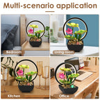 Tisch-Wasserbrunnen, USB-betriebener Entspannungs-Desktop-Wasserfallbrunnen mit natürlichen Felsen und LED-Ringlichtern für die Inneneinrichtung