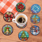 8-teiliges DIY-Diamant-Malerei-Kunstset mit Weihnachtsmotiv, Handwerkskunst, rutschfeste Untersetzer aus Holz ohne Klammern