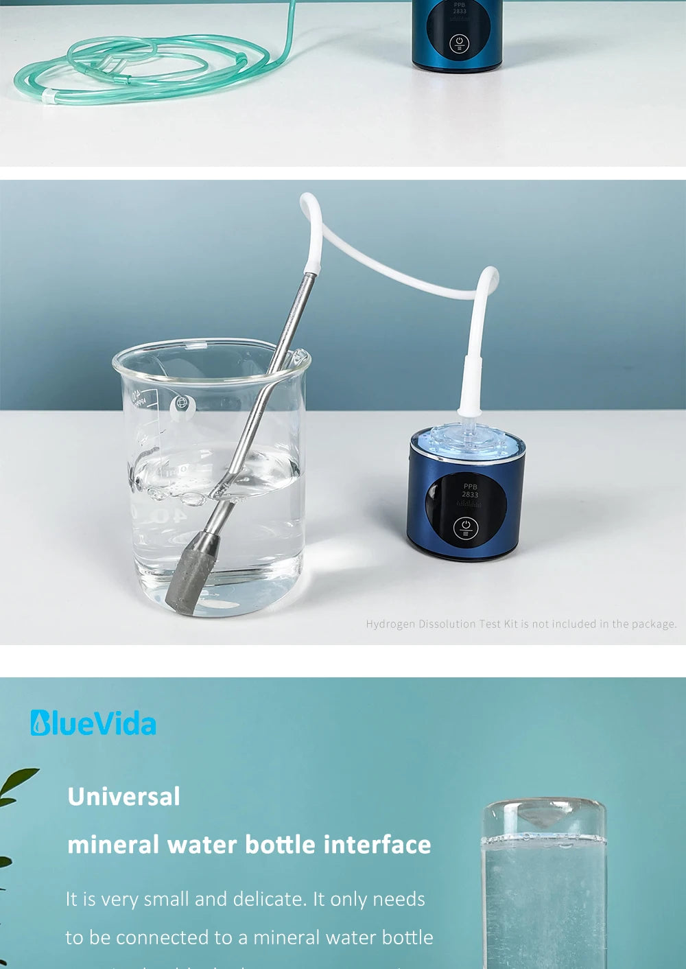 BlueVida Neue Nano-Wasserstoff-Wassergeneratorflasche der 8. Generation DuPont SPE/PEM-Wasserhydrogenator mit H2-Inhalator-Touch-Taste