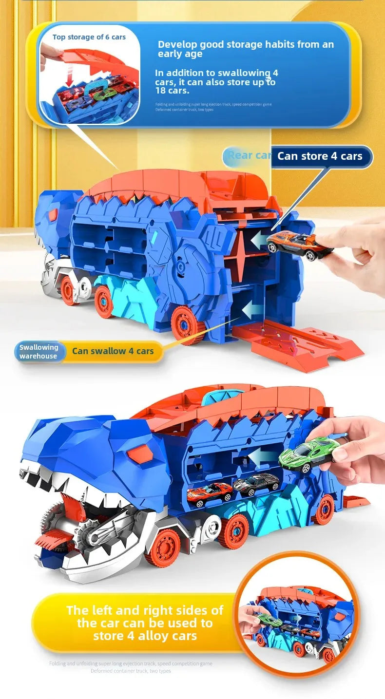 Großer neuer Dinosaurier, der Autos pielzeug isst, transformierbare Lager trägheit gleitendes Auto für Kinder intelligente Motorrad fans