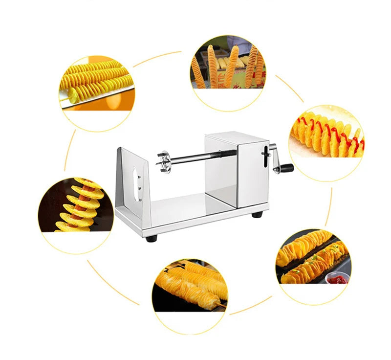 Kartoffelschneider Tornado, halbautomatische Dehnspirale aus dickem Edelstahl, manuelle Schneidemaschine, französische Frittiermaschine, Gemüseschneider