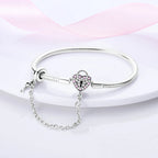 Original-Armband aus 925er-Sterlingsilber, 17–20 cm, Liebesherz, Pavé-Zirkonia-Armband für Frauen, DIY-Charm-Schmuck, Geschenke