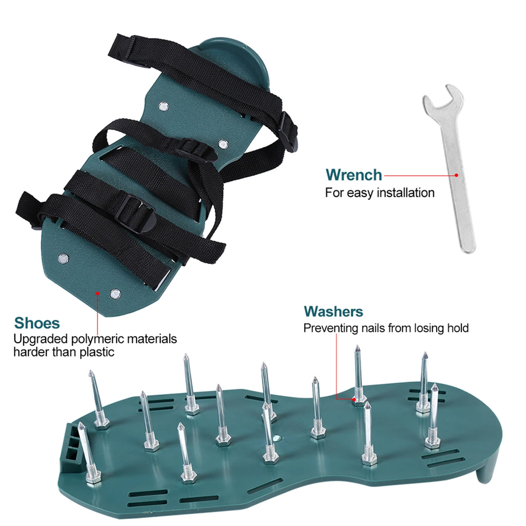 Rasen-Spike-Schuhe, 1 Paar Rasenbelüfter-Sandalen, robuste Gras-Spikes-Schuhe mit Kunststoffschnalle, Gartenwerkzeug, Rasenbelüfter-Schuhe