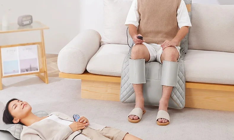 Ganzkörper-Massagematte mit Airbags, Dehnungsheizung, 3D-Entspannung der Lendenwirbelsäule, Rückenmassagegerät, PU-Leder, tragbar und tragbar