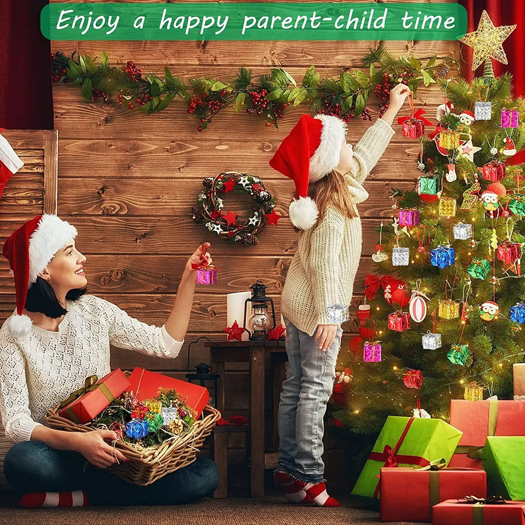 120/12PCS Mini Geschenk Boxen Weihnachten Baum Hängen Anhänger Bunte Quadratische Schaum Box Ornamente Weihnachten Neue Jahr Party decor Großhandel